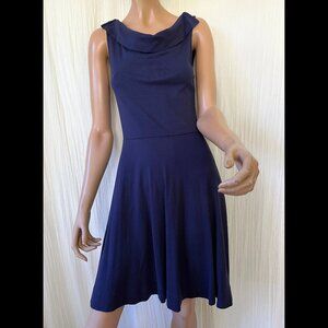 Three Dots sleeveless 100% cotton dress fit-and-flare navy blue S